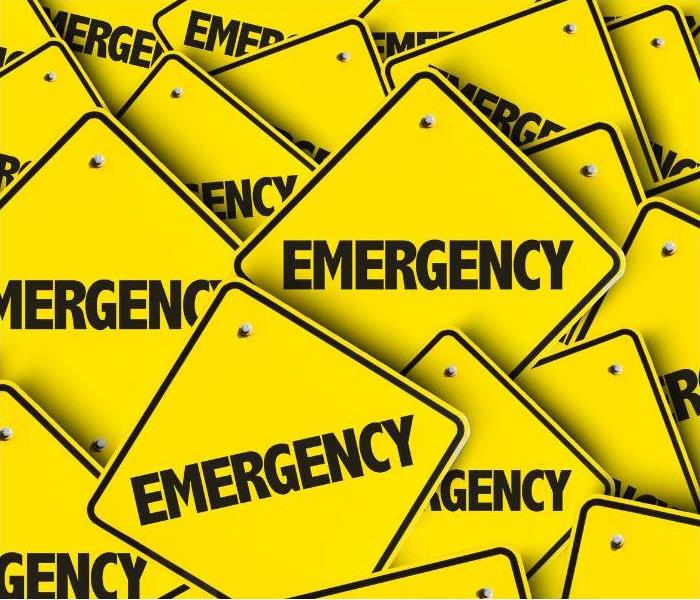 yellow and black emergency signs 